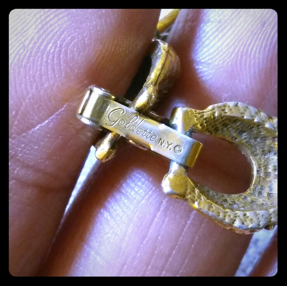 Vintage Goldette Filigree & Cabochon Bracelet - Picture 6 of 8
